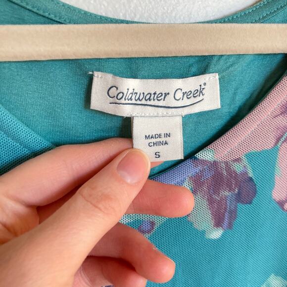 Coldwater Creek Womens S Blue Floral Mesh Maxi Dress Fairy Garden Formal Cottage - Picture 4 of 9